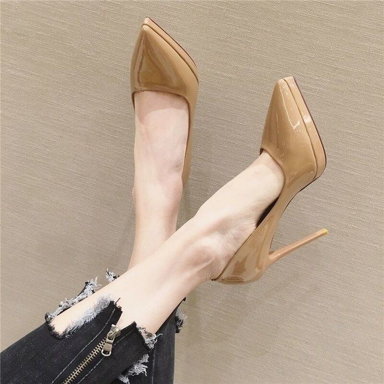 裸色防水台高跟鞋女2025年新款秋冬10CM黑色名媛细跟上班不累脚女