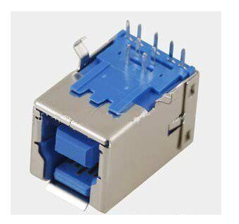USB接口母座3.0蓝胶方口铜壳B型