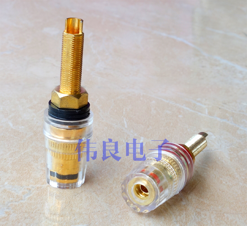音箱功放纯铜镀金发烧水晶接线柱