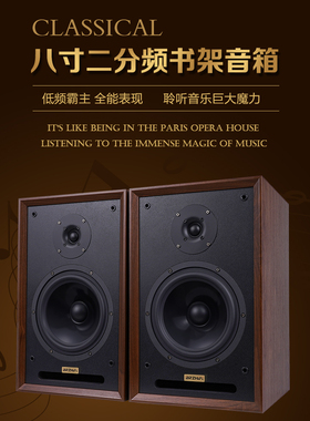 BRZHIFI DS8二分频hifi无源音箱8寸木制书架音响发烧级桌面家用