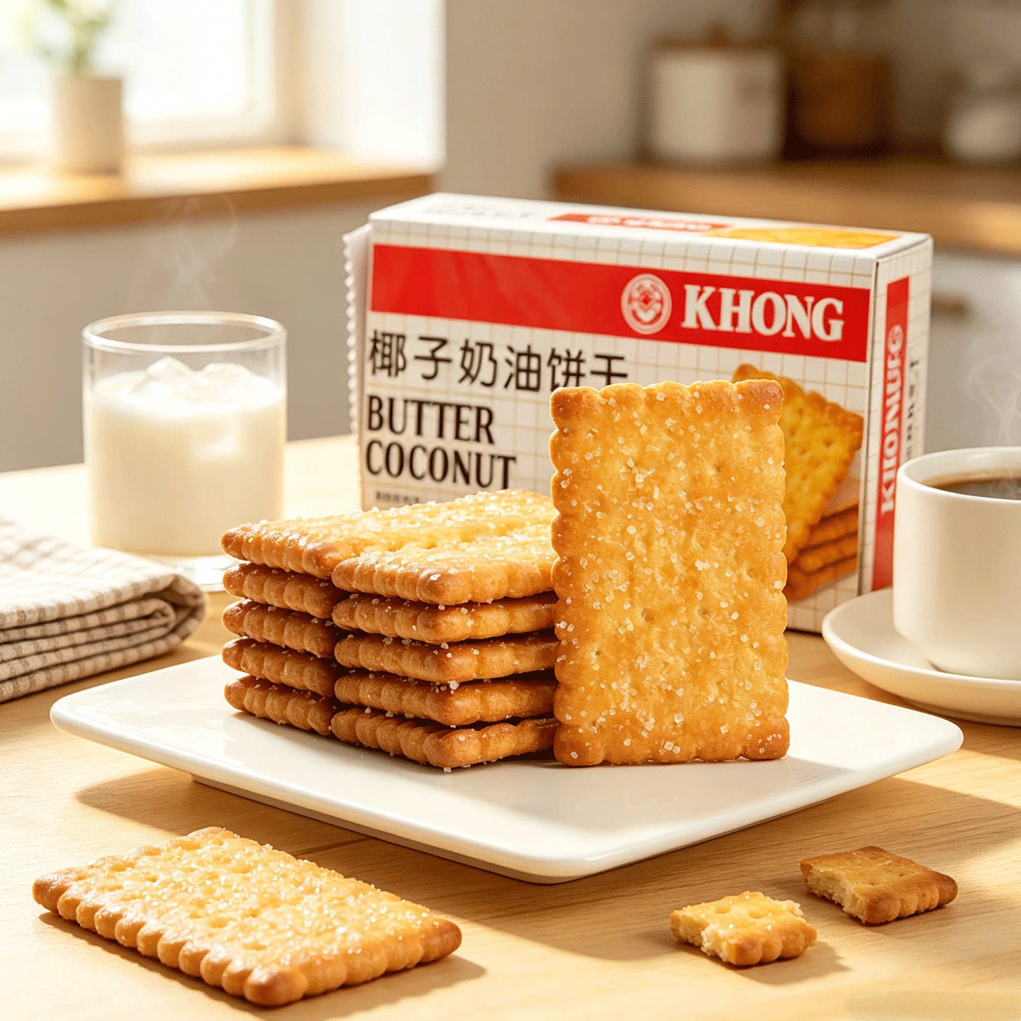 康元椰子奶油味饼干提子朱古力夹心饼干200g老式传统早餐休闲零食