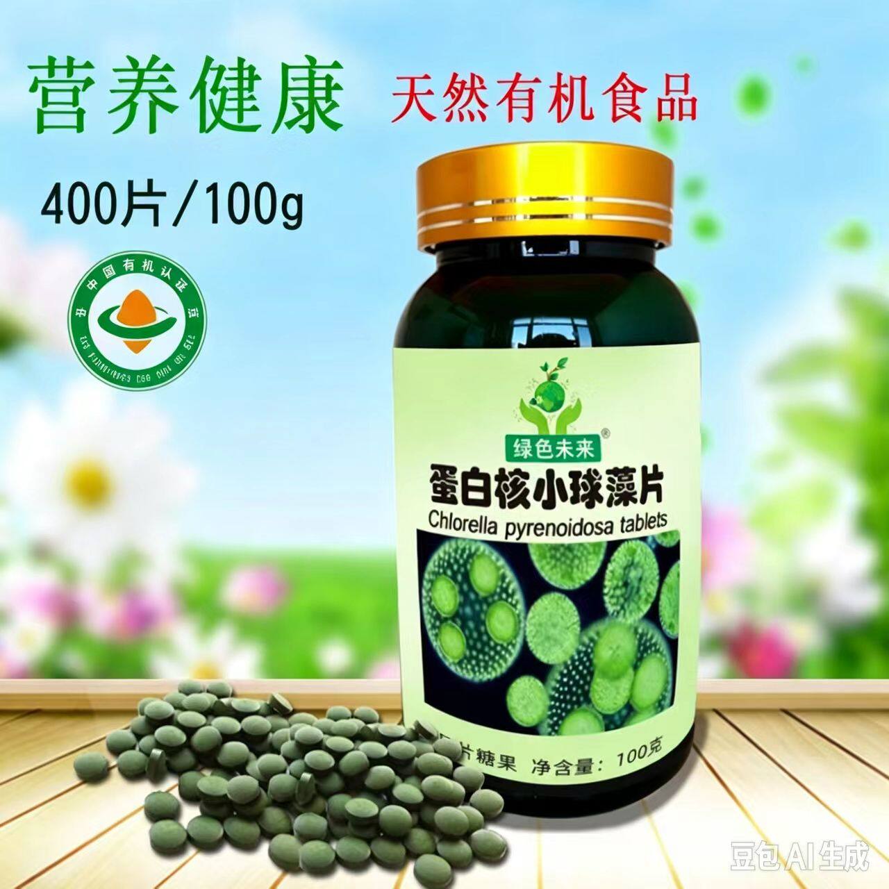 国产出口破壁蛋白核小球藻片碱性食品绿藻片CGF细胞再生因子400片