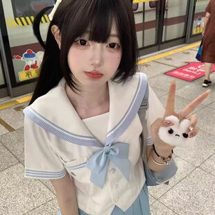 小清泉Lulucake夏季 水蓝色白色日系JK水手服学院风 秋冬季
