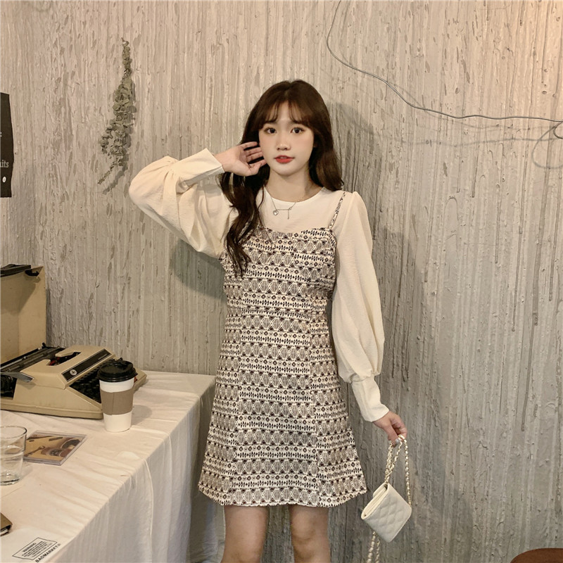 New sweet solid color shirt + two piece women's skirt