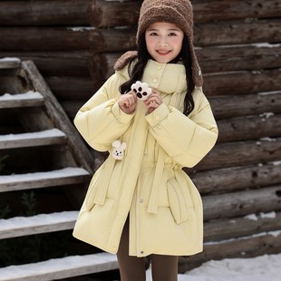 法国Uamtor女童羽绒服中长款2025新款白鸭绒冬装加厚外套冬季童装