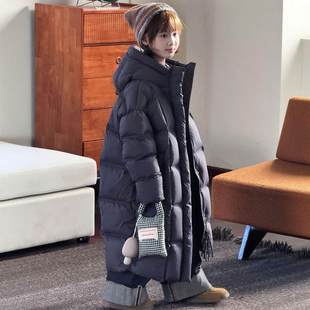 NextMaxM儿童长款 男女童90绒过膝连帽洋气外套 加厚羽绒服2025新款