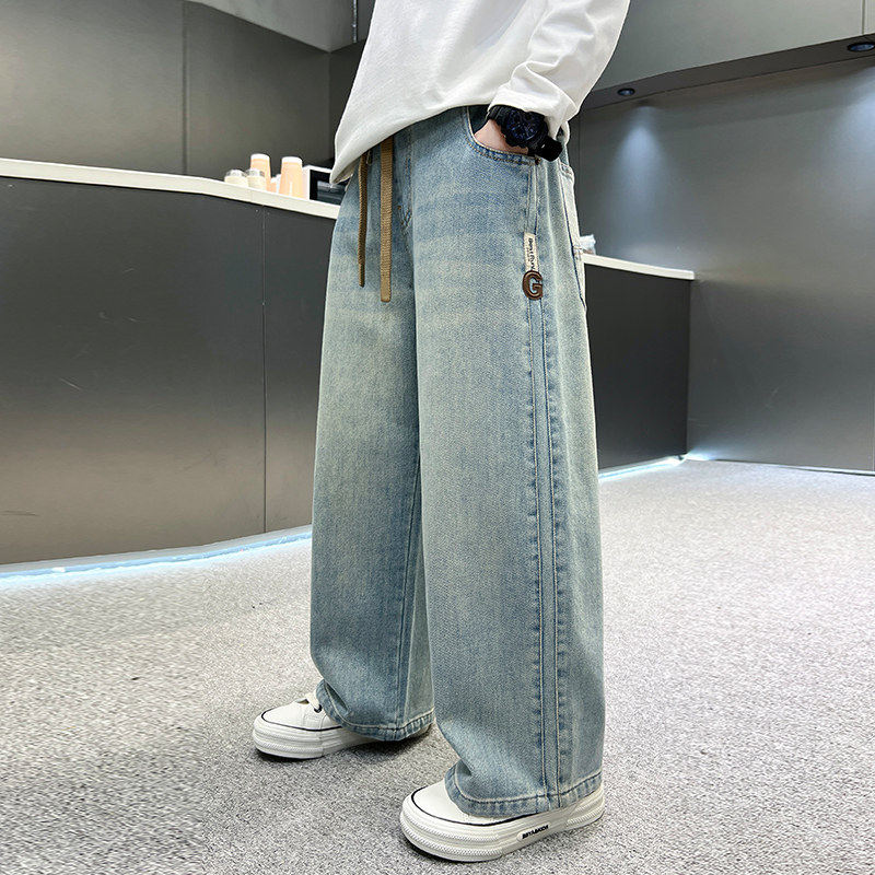 Jkids韩国男童裤子春夏2026新款中大童男孩直筒牛仔裤儿童春装潮