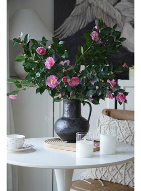 山茶花鲜切花真花水养鲜花瓶插花白色山茶花粉色山茶花玫红色茶花