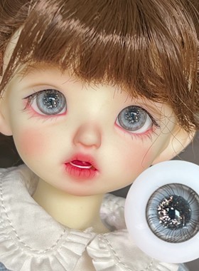 BJD玻璃眼珠灰色闪粉3468分ob11可用10mm12mm14mm16mm小虹膜眼球