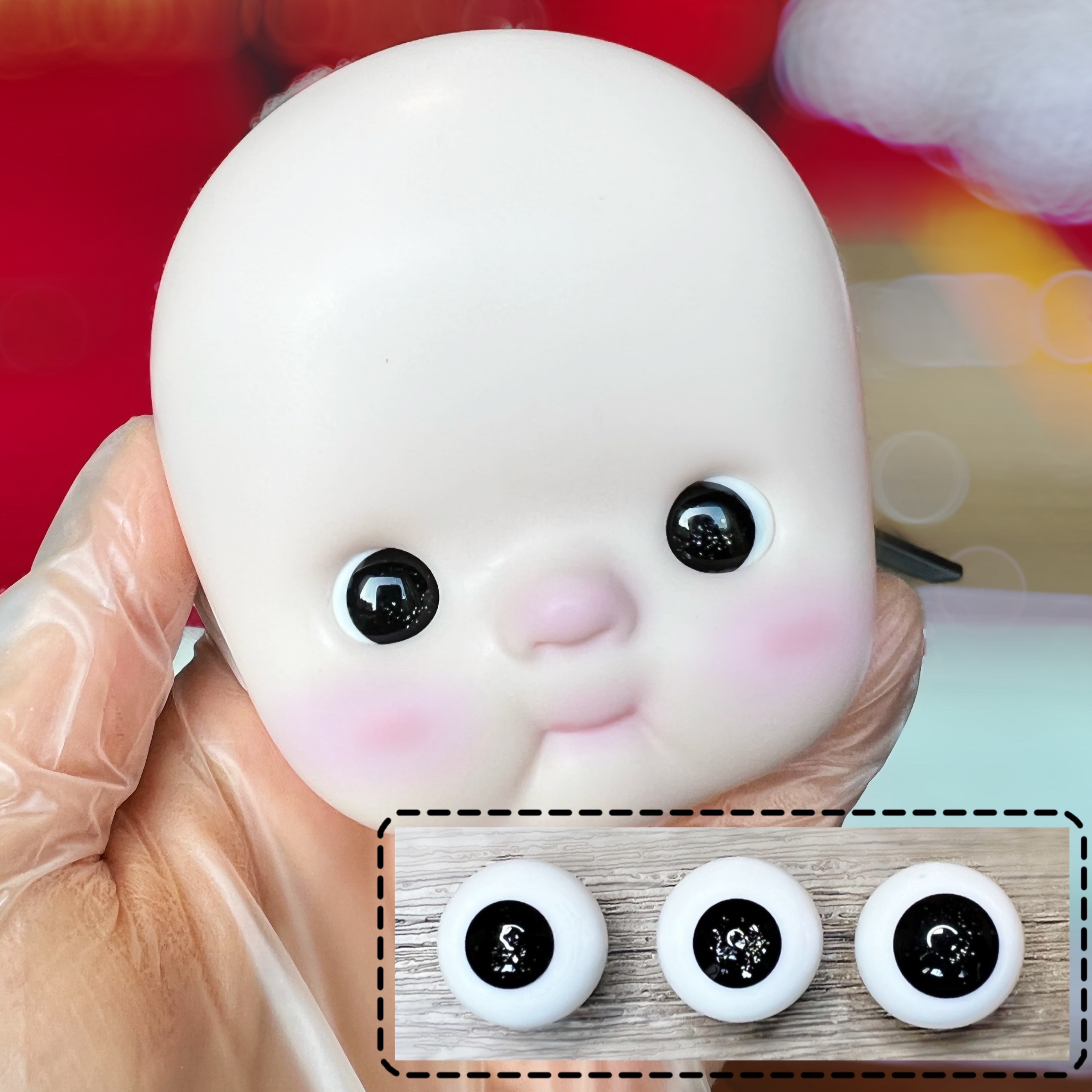 现货qbaby眼珠16mm玻璃可动纯圆