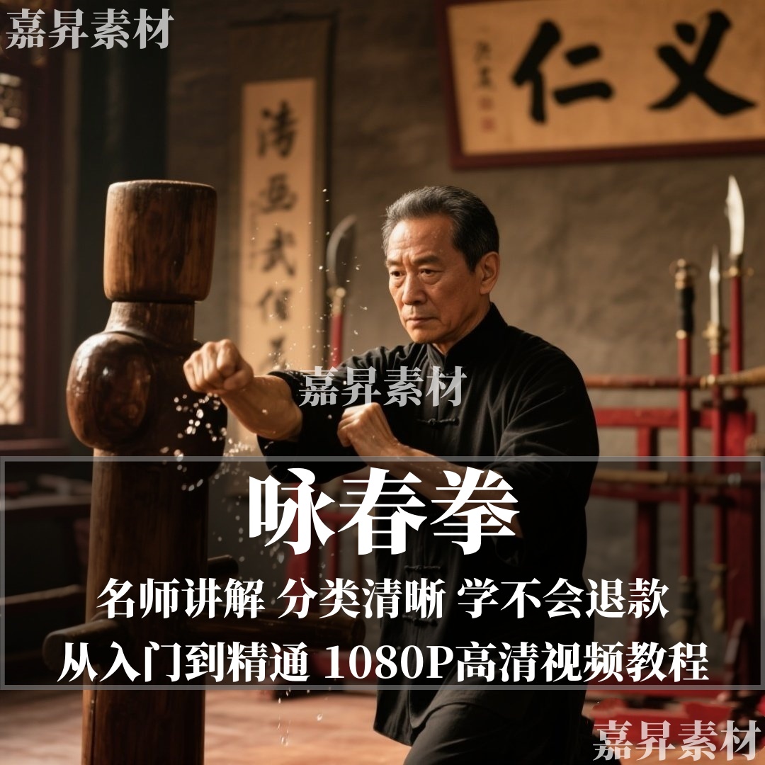 武术咏春拳视频教程U盘全套初学自学入门完整课程木人桩打法优盘