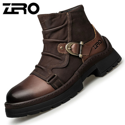 意大利零度冬季新款耐磨防滑厚底高帮鞋时尚短靴子休闲马丁靴男鞋