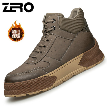 意大利零度冬季新款羊皮毛一体磨砂皮真皮高帮棉鞋保暖休闲男鞋潮