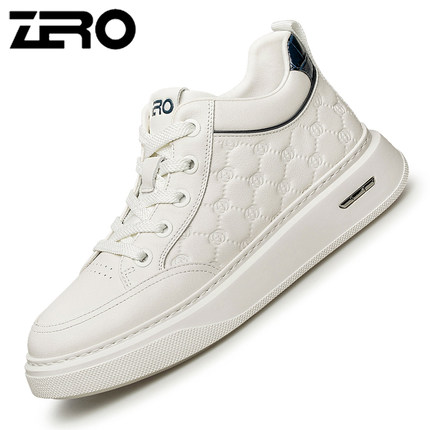 意大利零度秋冬真皮压花时尚轻便厚底休闲小白鞋男鞋中高帮板鞋潮