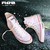 鞋 情侣休闲鞋 子女潮鞋 高帮帆布鞋 HOZ后街小白鞋 韩版 夏季 女单鞋 男