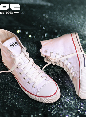 HOZ后街小白鞋鞋子女潮鞋夏季高帮帆布鞋女单鞋韩版情侣休闲鞋男