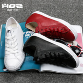 HOZ后街隐形内增高女鞋 1325334 百搭街拍板鞋 白色真皮质休闲鞋 韩版