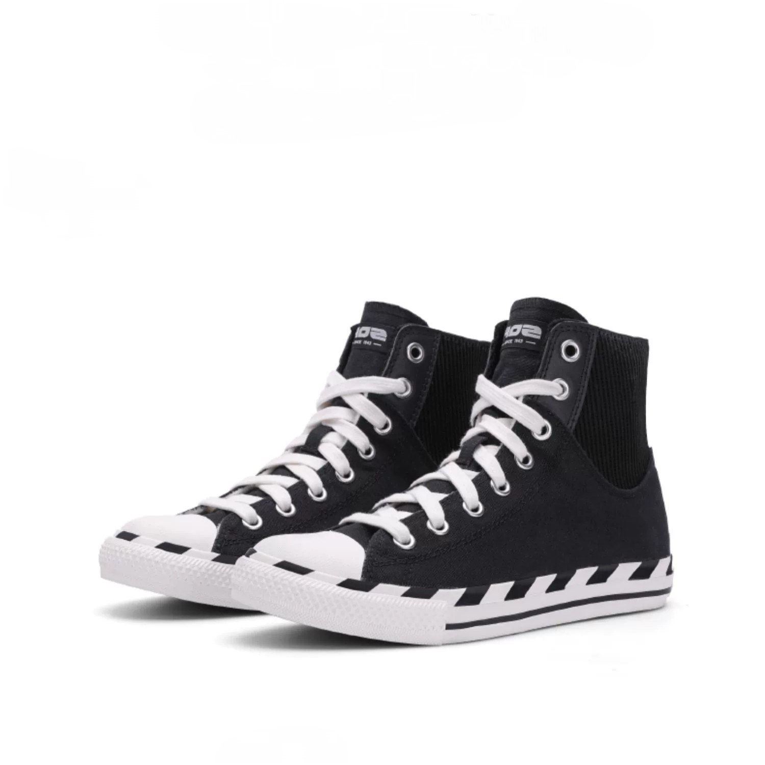 HOZ后街加绒帆布鞋情侣款高帮女鞋秋冬季新款保暖加厚