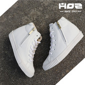 春秋冬季 板鞋 新款 HOZ后街女鞋 高帮内增高休闲鞋 女牛皮韩版 潮鞋 厚