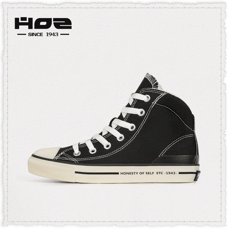 HOZ后街女鞋新款U型硫化帆布鞋 潮鞋 高帮平底男女情侣休闲鞋板鞋