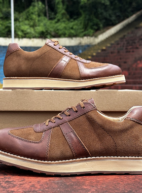 固特异真皮低帮复古德迅商务牛皮休闲大头鞋男男士英伦时尚皮鞋