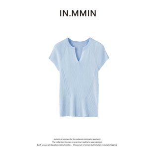 干爽透气剪刀领针织短袖 INMMIN 100天丝春夏实穿型小衫