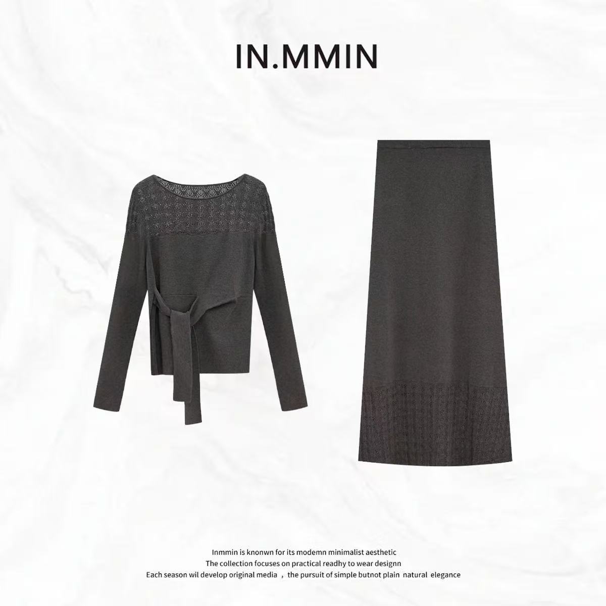 IN.MMIN羊毛镂空蕾丝针织套装