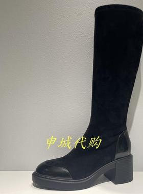 tigrisso蹀愫女鞋2024冬款骑士瘦瘦靴女粗跟增高长靴子TA54709-13