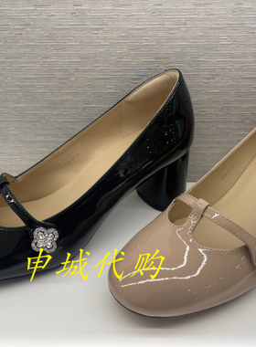 蹀愫专柜正品女鞋2025春季玛丽珍圆头浅口粗高跟单鞋女TA65108-13