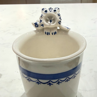 滇园文创瓦猫陶瓷咖啡杯云南非遗瓦猫纪念品 青花瓷水杯瓦猫杯子