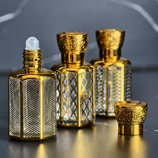 中东迪拜阿拉伯香水瓶香精瓶精油滚珠瓶高档电镀玻璃分装瓶走珠瓶