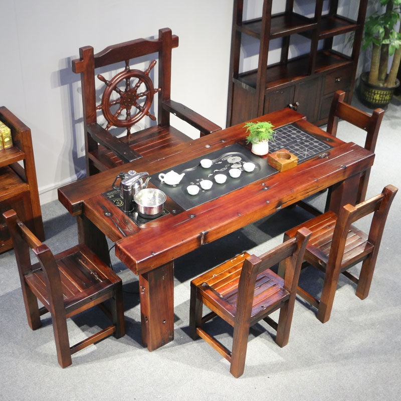 老船木茶桌椅组合实木茶桌茶具套装小桌子一体茶室家具茶台办公室