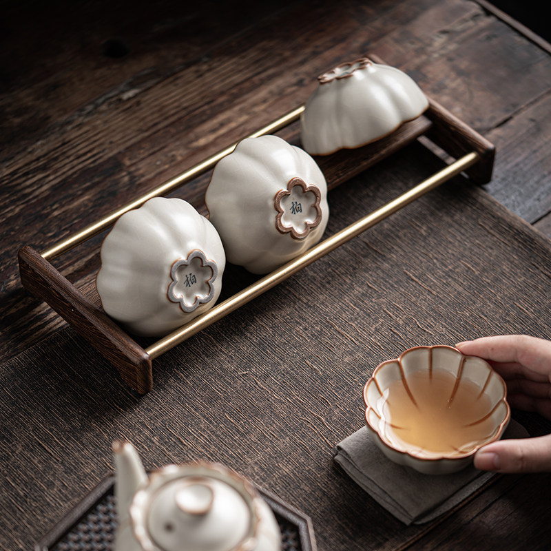 黑檀实木茶杯沥水架竹制杯托功夫茶具品茗凉杯架茶道配件零配