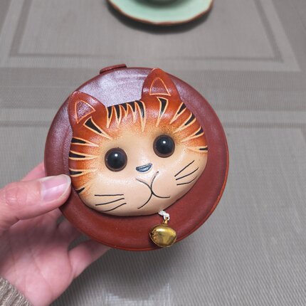 手工真皮猫咪首饰盒可爱卡通多功能收纳盒