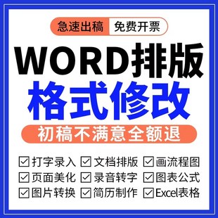 Word排版表格代做制作美化文档编辑文字录入格式修改PDF转换编辑
