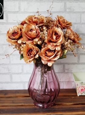 gold bead big rose simulative flower phnom penh silk flower