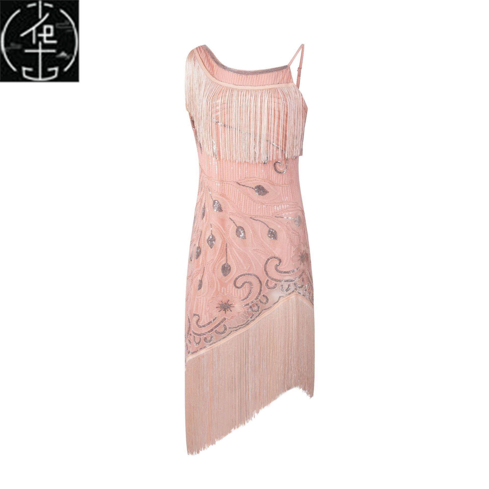 了不起盖茨比复古礼服裙亮片流苏连衣裙舞会派对伴娘礼服表演礼裙