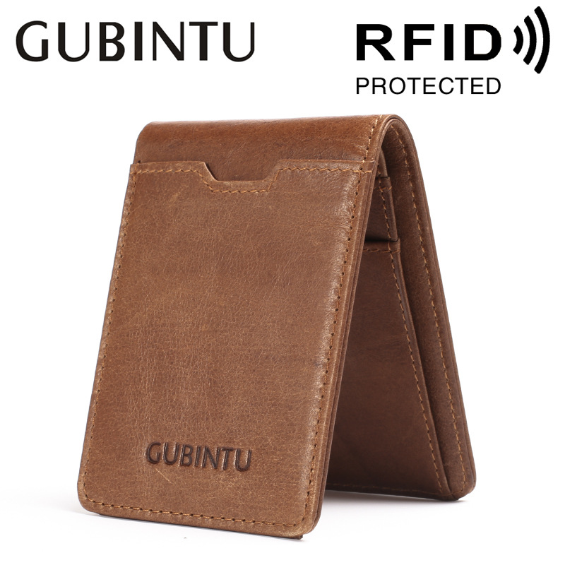 llet with RFID Blocking Business Card Holder Genuine Leather