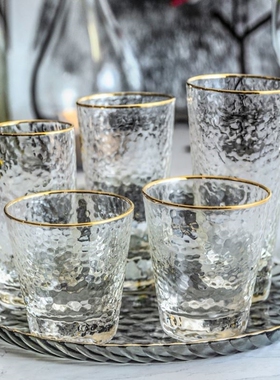 Glass transparent family living room drinking cup set 水杯