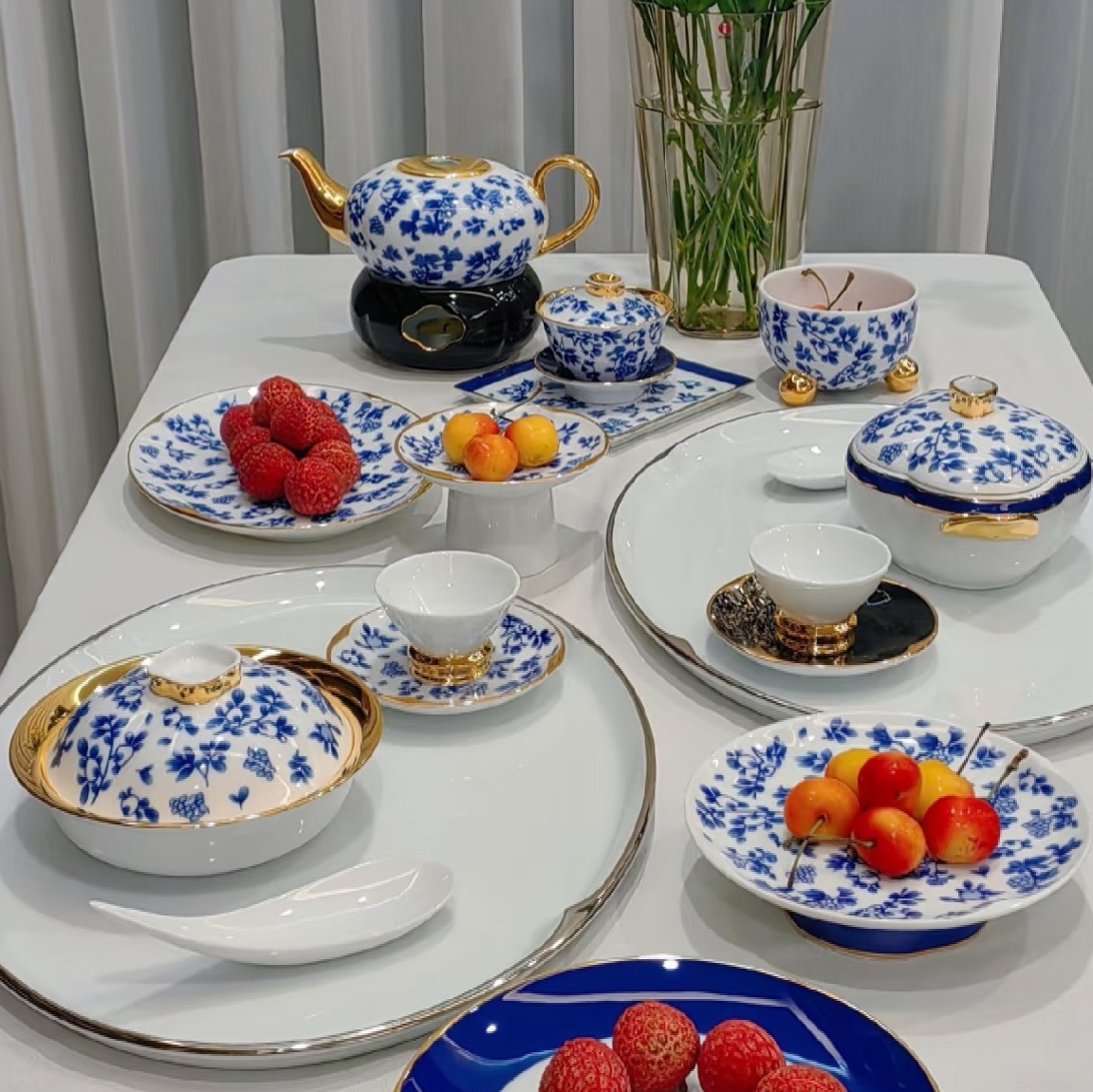 国丽固LEGLE法青花盘进口复古花色餐碗调料碟欧式青花瓷中式餐具