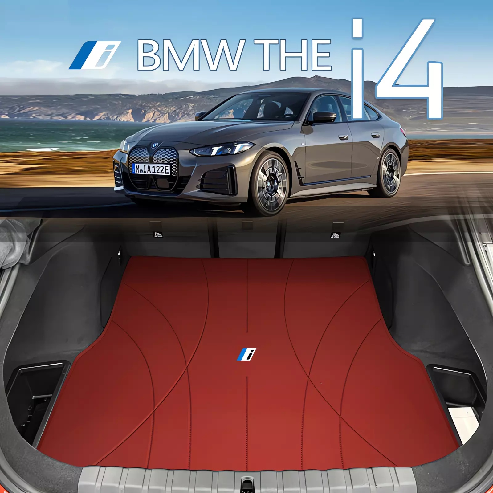 宝马i4真皮专用后备箱垫