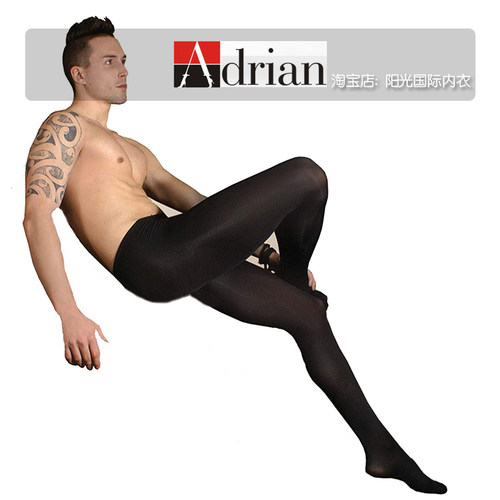 Adrian男士春秋连裤袜60d无前门进口男丝袜子瘦腿商务打底裤ad10 - 封面