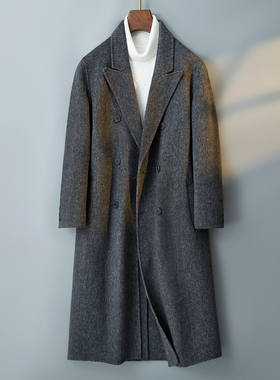 双面羊毛呢大衣西装领男羊绒大衣过膝长款外套F8096#P365控658