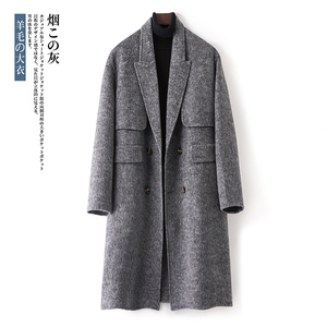 双面呢大衣男羊毛西装领毛呢男羊绒过膝长款外套F5516-P355控598图片