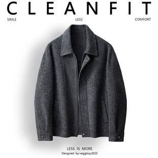 P335控618 夹克拉链外套F1786 双面呢大衣男羊毛西装 毛呢男士