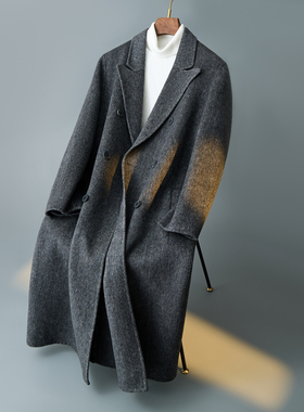 双面羊毛呢大衣西装领男羊绒大衣过膝长款外套F8096#P365控658