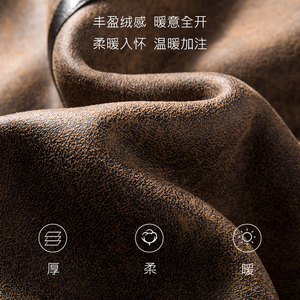 冬季大码男皮毛一体羊羔绒加绒加厚麂皮绒外套QT6022#F9901-P245图片