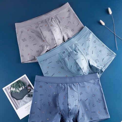 透气冰丝感男士抗菌大码平角裤AB