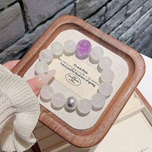 天然水晶手串爆款饰品 人工串珠手链diy 原创设计手串 白幽灵手串