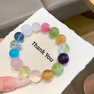 五行水晶手链 天然水晶多宝手串 原创设计款粉晶大漆非遗水晶手链